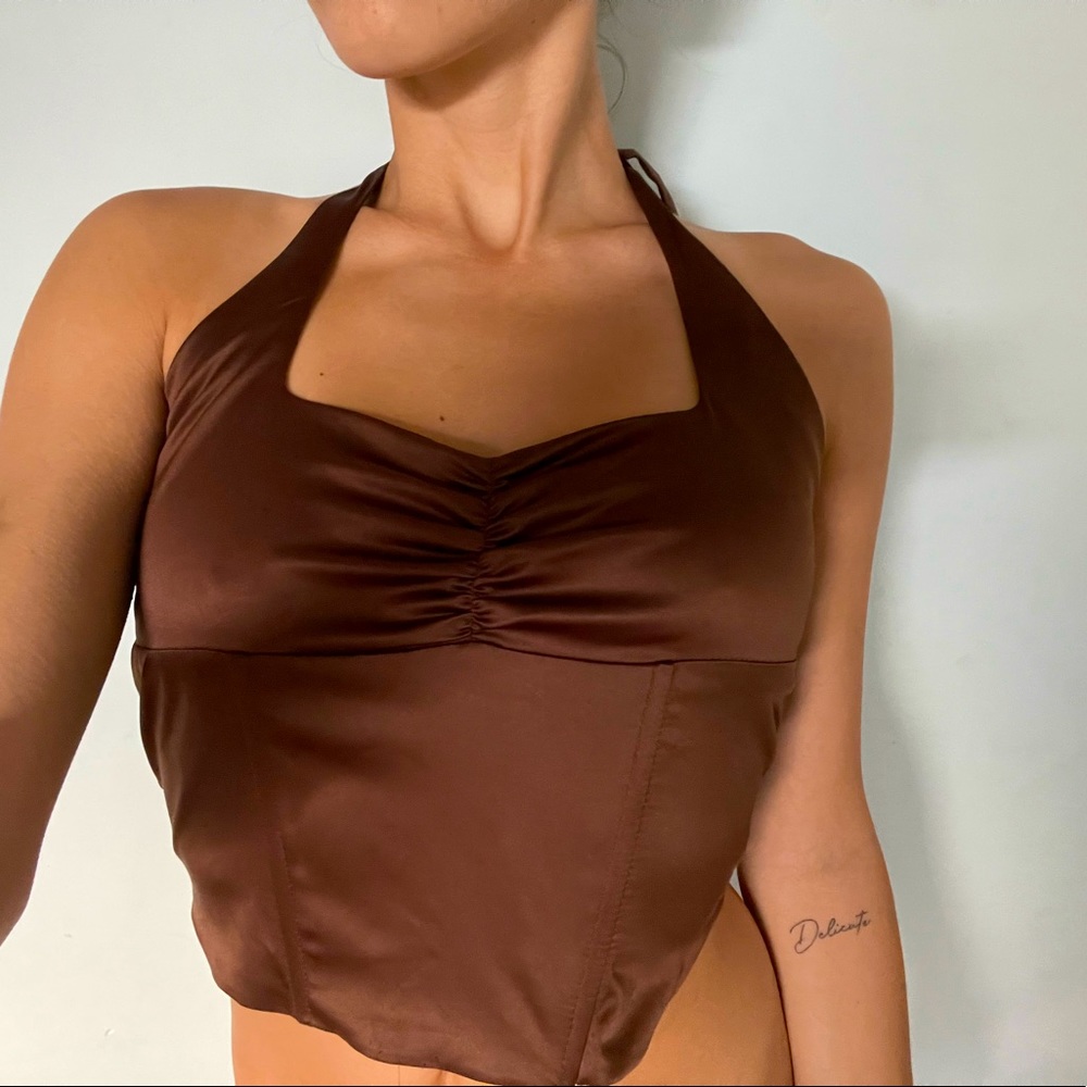 BROWN TIK TOK CORSET TOP